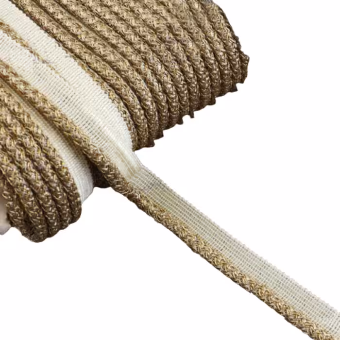 نوار مغزی ترمه ای ضخیم طلایی (نوار مغزی مبلی)(طاقه 50 متری)