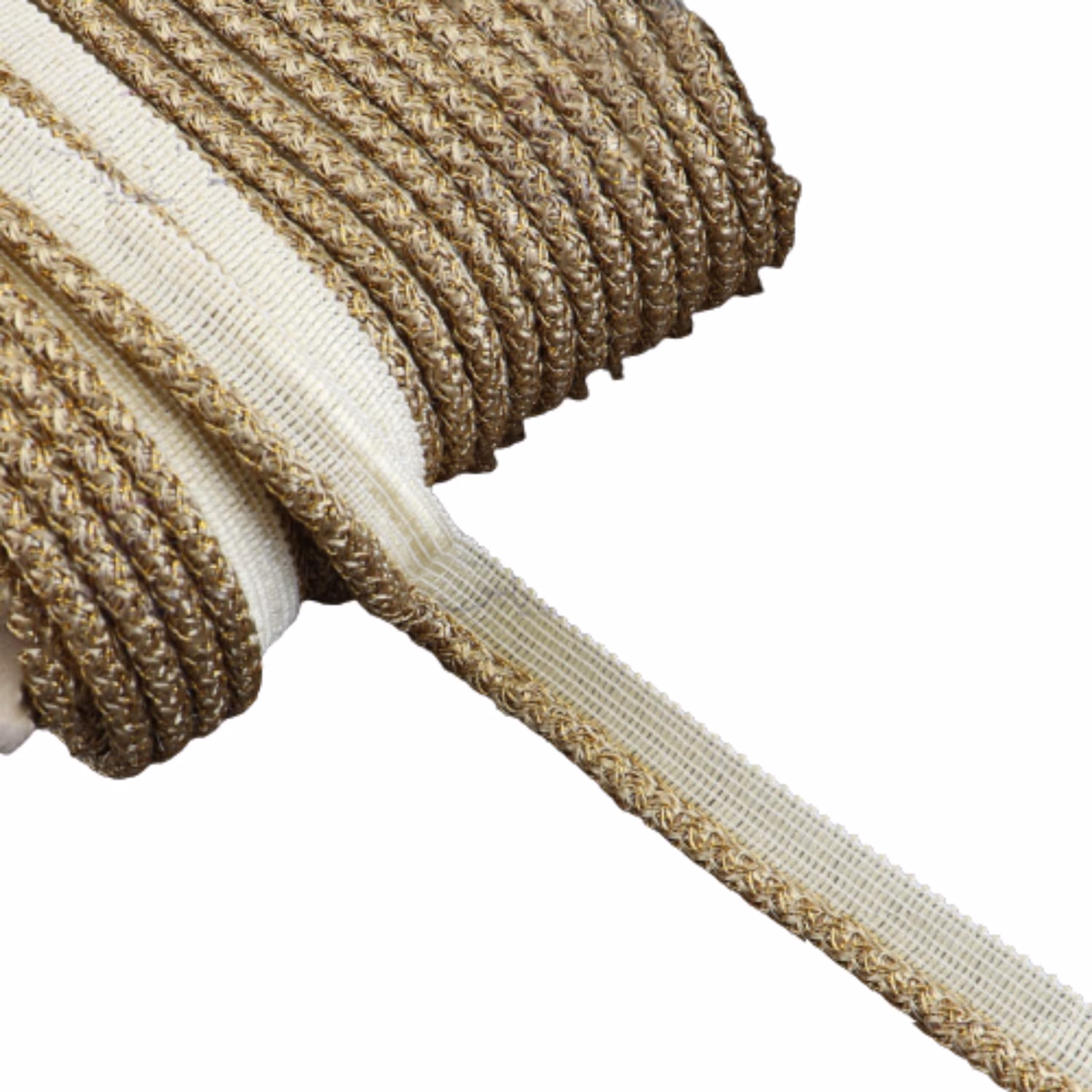 نوار مغزی ترمه ای ضخیم طلایی (نوار مغزی مبلی)(طاقه 50 متری)