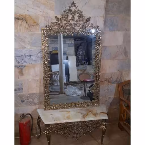 آینه کنسول تمام قد برنزی گل رز