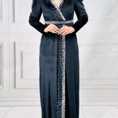 پیراهن زنانه مخمل مدل لباس مجلسی پوشیده