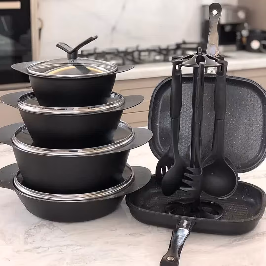 سرویس قابلمه 16 پارچه چدن گرانیت ضمانت دار