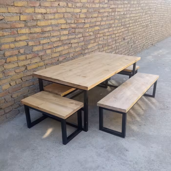 میز ناهار خوری 8 نفره چوبی فلزی