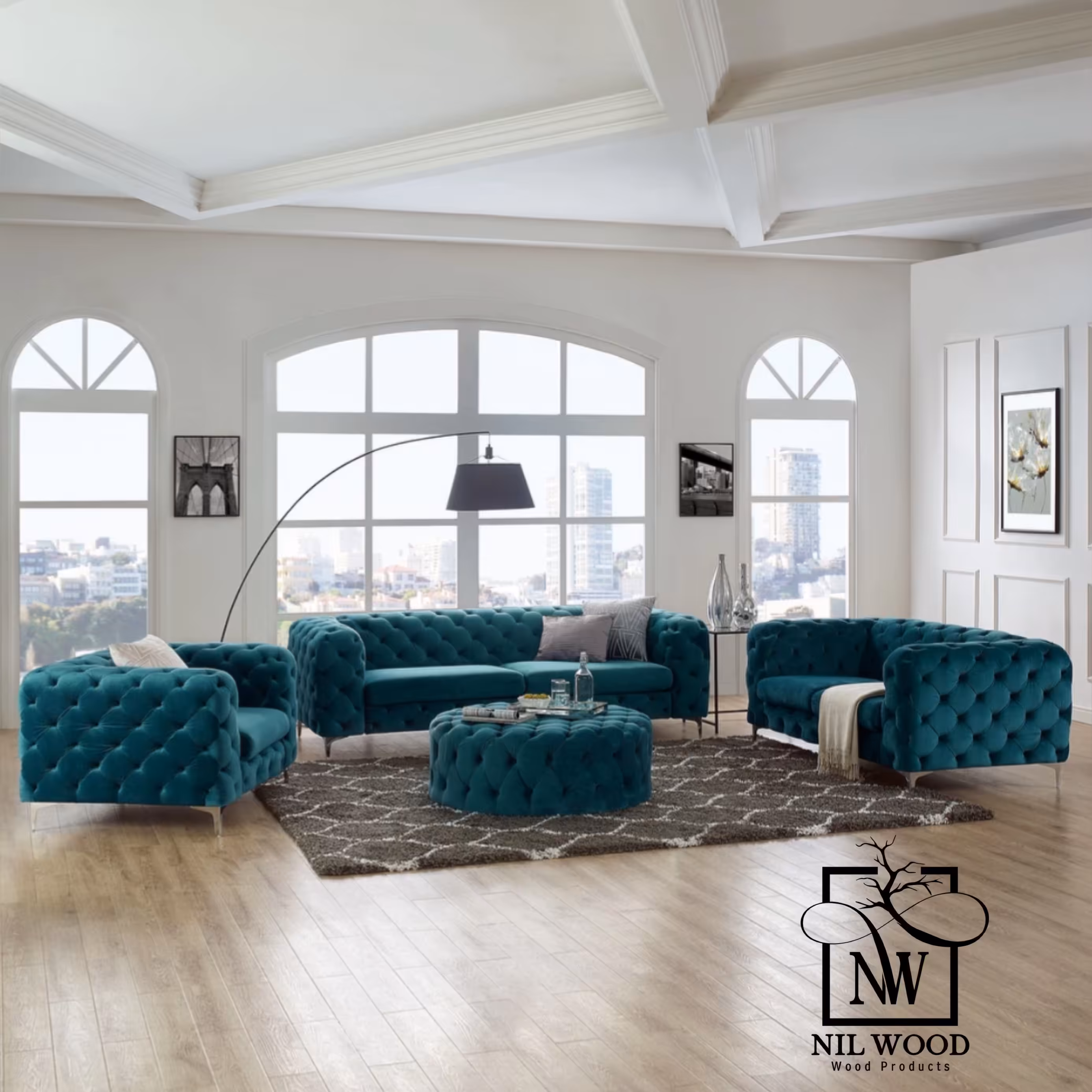 مبل چستر مکعبی  زمردی  مبل 8نفره مبل راحتی غرفه مبل نیل