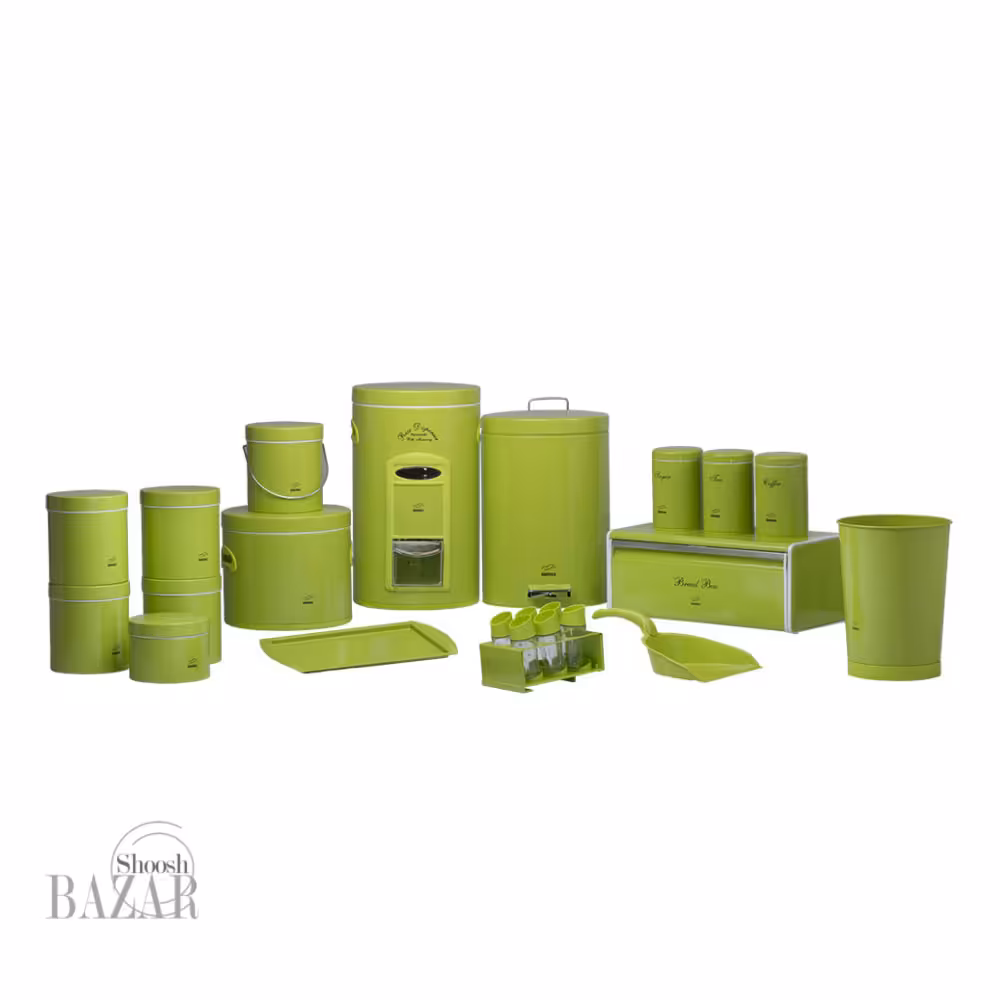 سرویس آشپزخانه 23 پارچه سبز فسفری درب فلزی بهازکالا 16280090