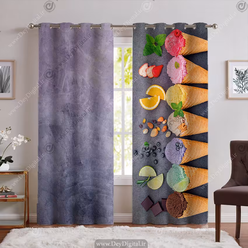 پرده سه بعدی طرح بستنی میوه ای برای بستنی فروشی PK-5785