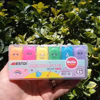 ماژیک هایلایت علامتگذار مدل خرسی مارک BESTDI بسته 6 رنگ 