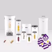 سرویس آشپزخانه گرد 9 پارچه درب شفاف ليمون - سفید