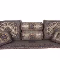 سرویس شاه نشین 7 تکه ترمه طرح نارنج رنگ نقره ای