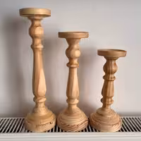 ست سه تایی شمعدان تمام چوب طرح مینا 