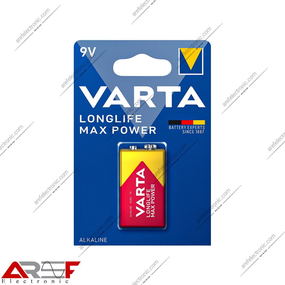 باتری کتابی 9V وارتا مدل Long Life_Max Power - فروشگاه عارف الکترونیک