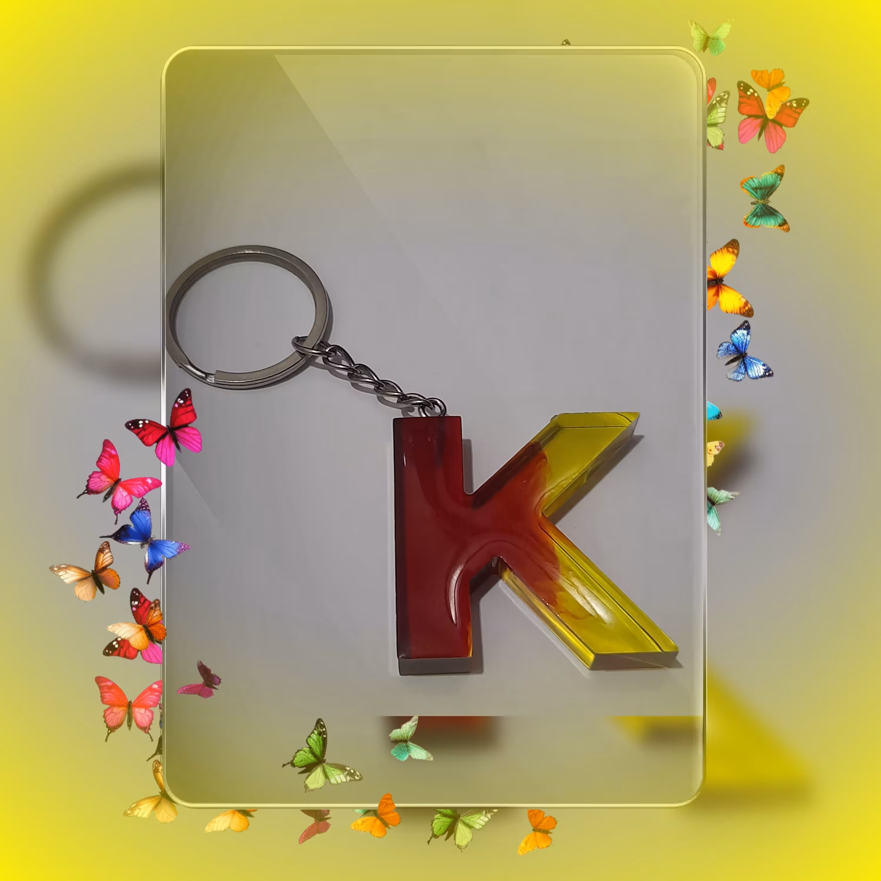 جاسویچی رزینی حروف انگلیسی K دو رنگ شفاف