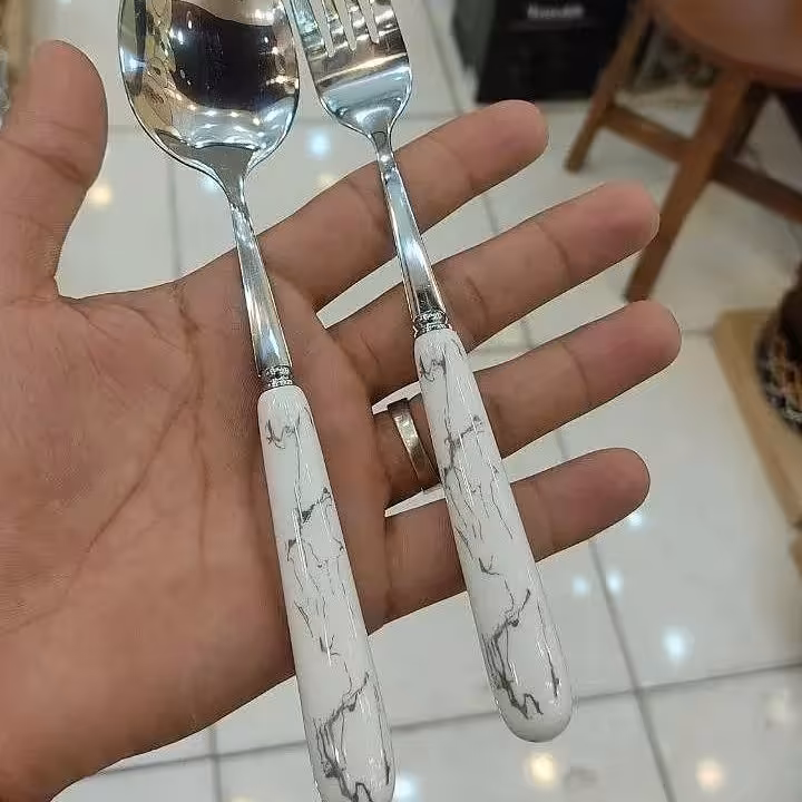 قاشق چنگال دسته سرامیک ماربل