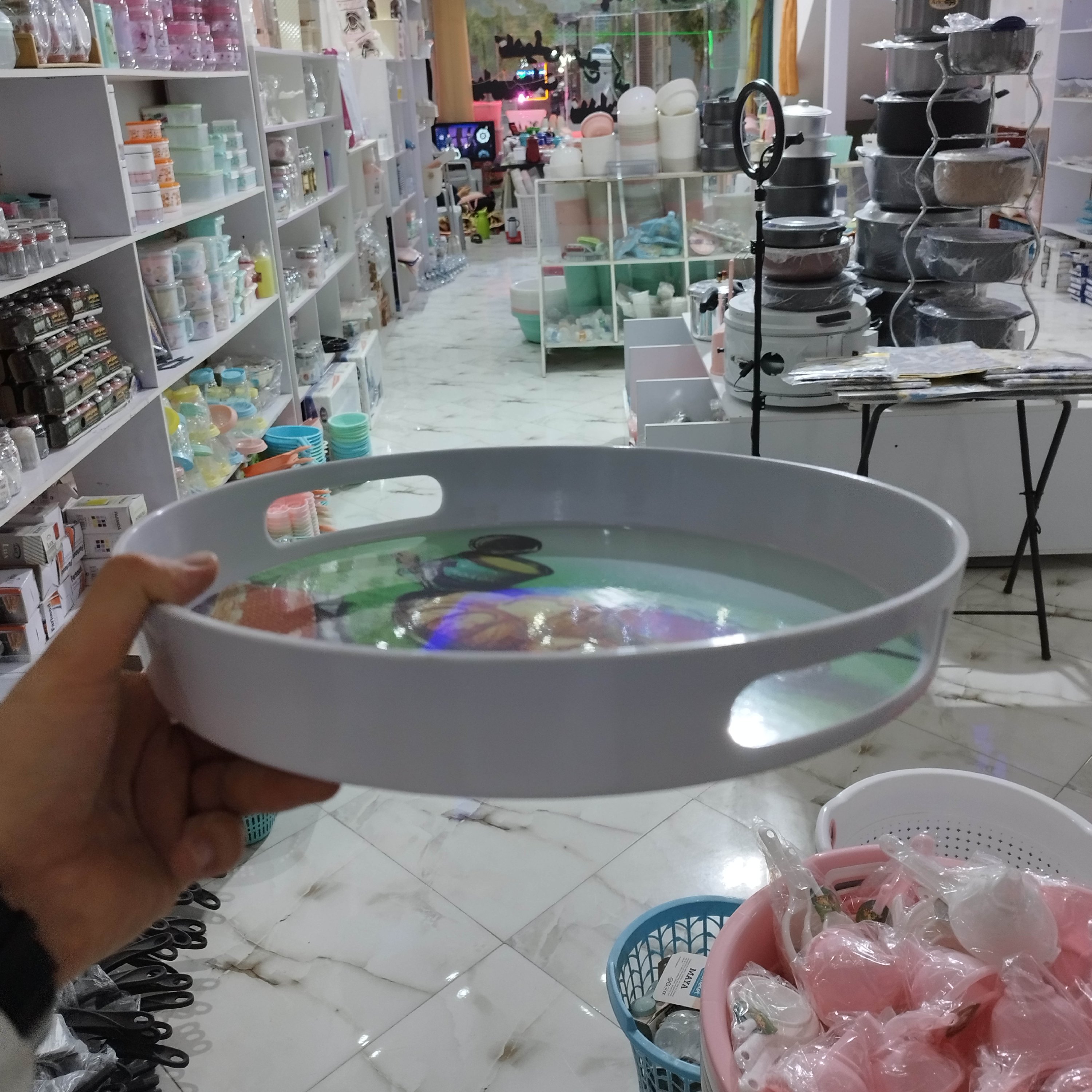سینی گرد ملامینی ، در چهار طرح ،دسته دار،محکم و بادوام