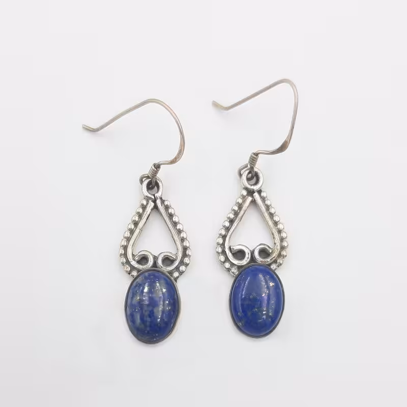 گوشواره نقره با سنگ لاجورد کد 20426