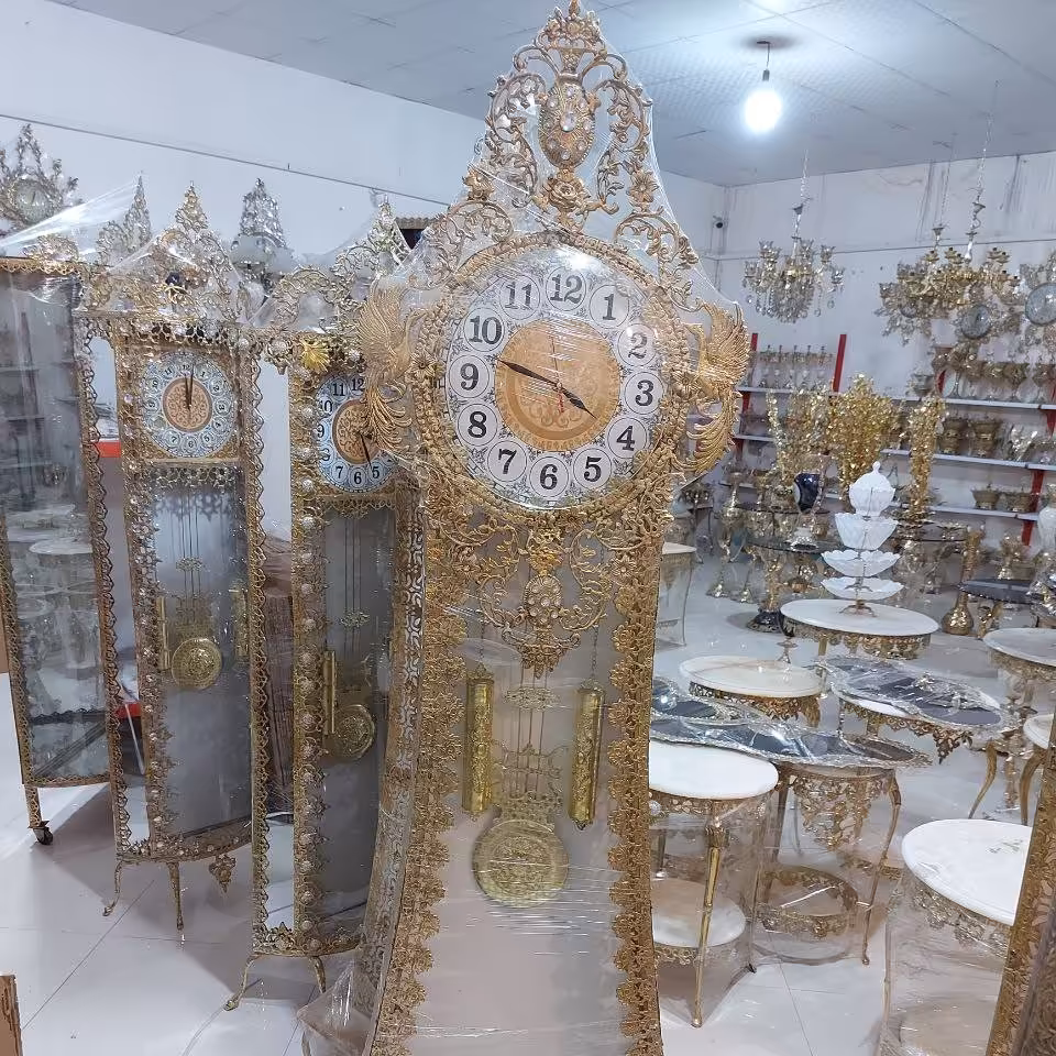 ساعت ایستاده  پایه سنگی تماما برنج با ضمانت 