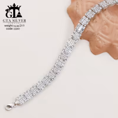 دستبند نقره زنانه طرح امرالد لاکچری عیار 925 کد 22091