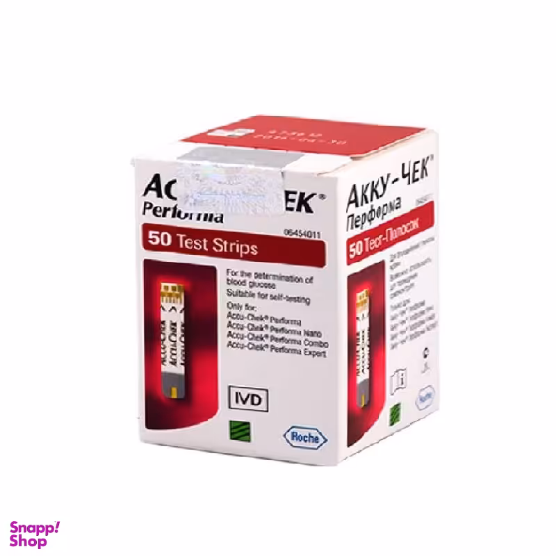 نوار تست قند خون آکیو چک (Accu-Chek) مدل پرفورما رنگ سفید بسته 50 عددی