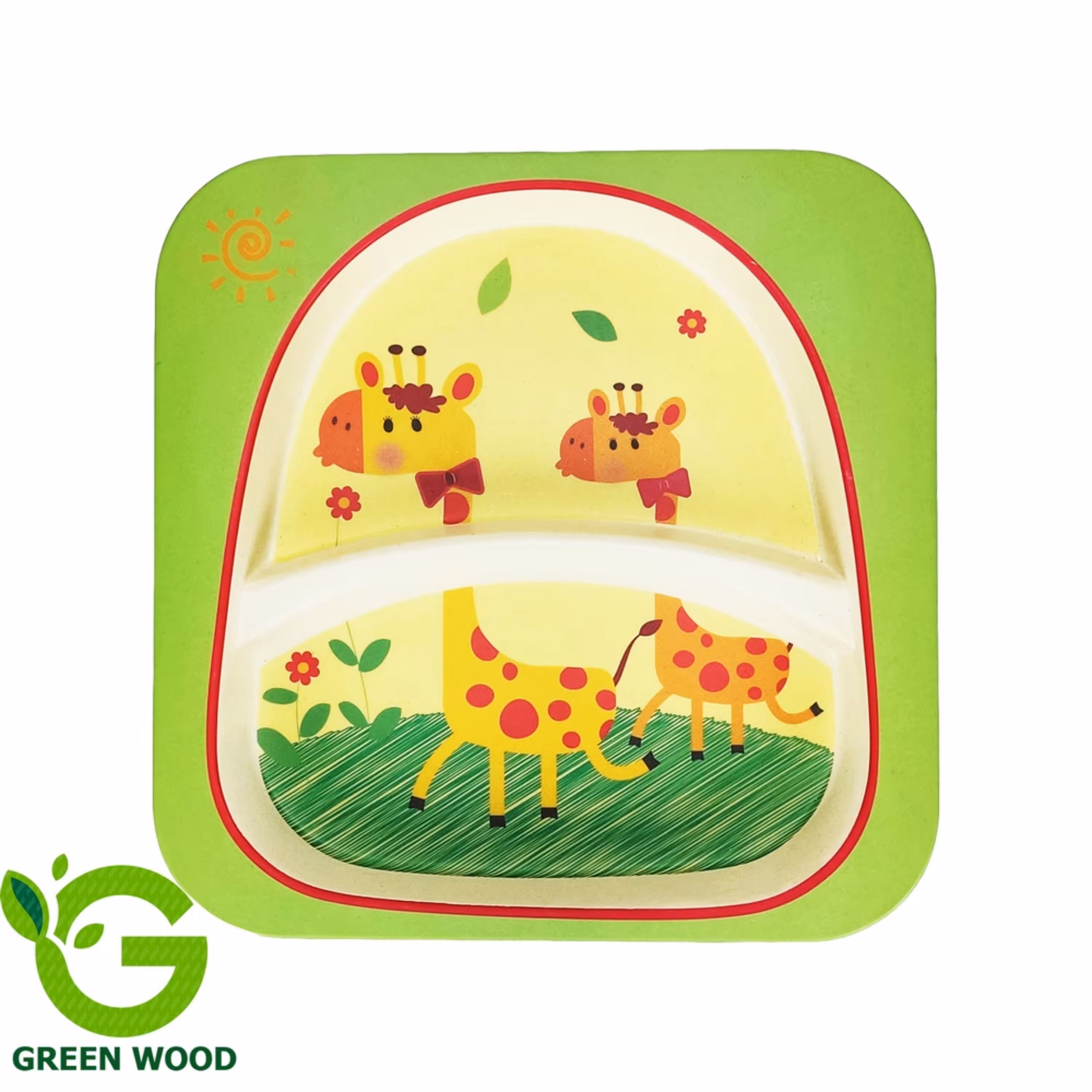 بشقاب کودک بامبو فایبر (ظرف کودک) طرح زرافه کد Gw120201003