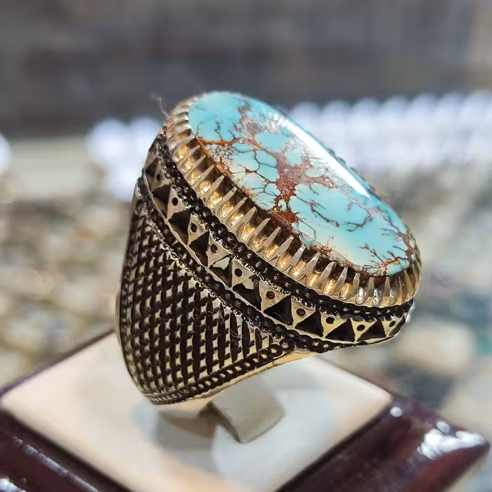 انگشتر نقره دستساز نگین فیروزه نیشابور