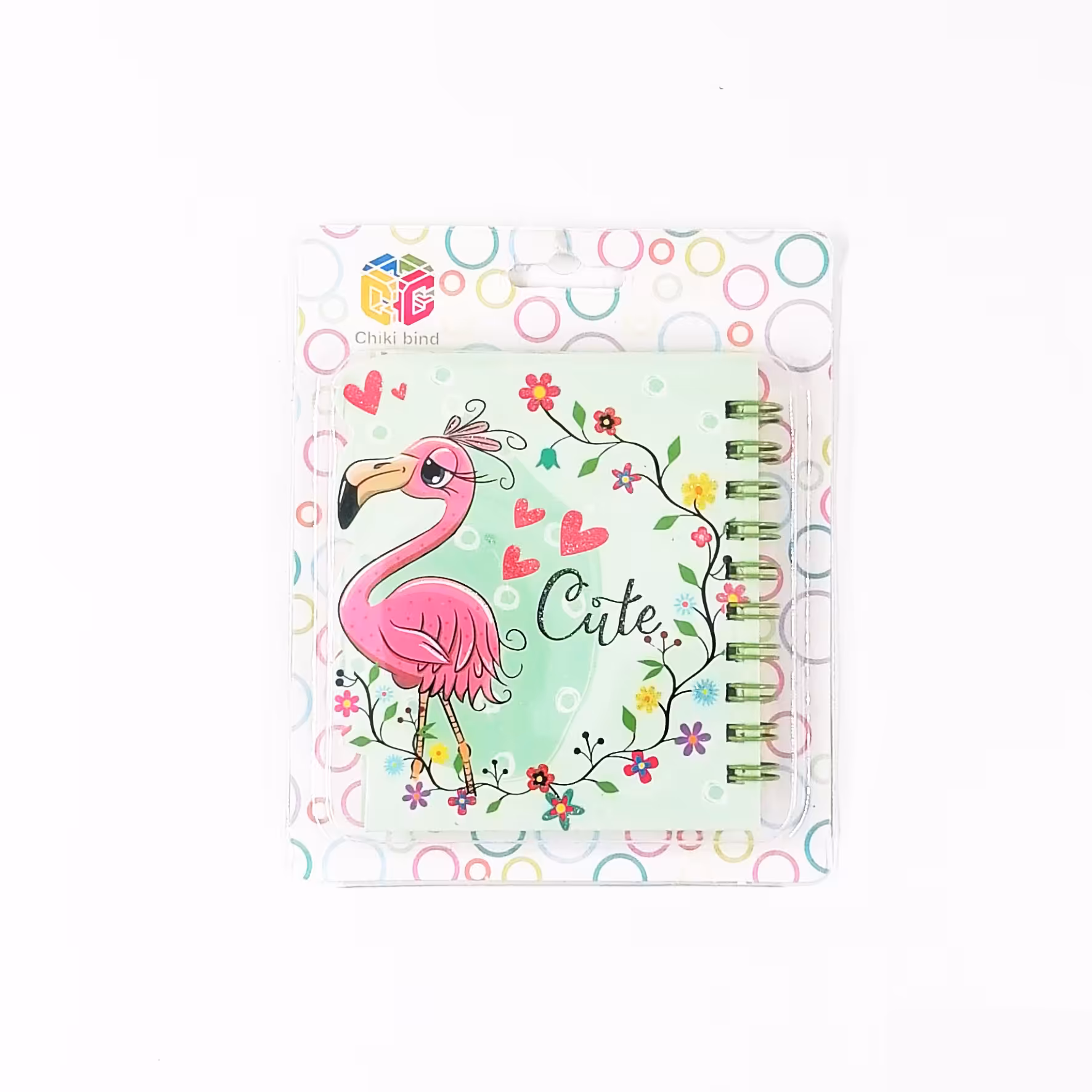 دفترچه بیکی بیند طرح فلامینگو جنس جلد سخت و شفاف