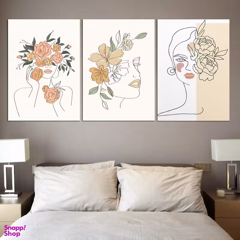 تابلو شاسی بکلیت طرح مینیمال پرتره مدرن مدل SH-578 مجموعه 3 عددی