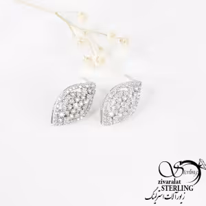 گوشواره نقره مدل برگ پر نگین کد4483