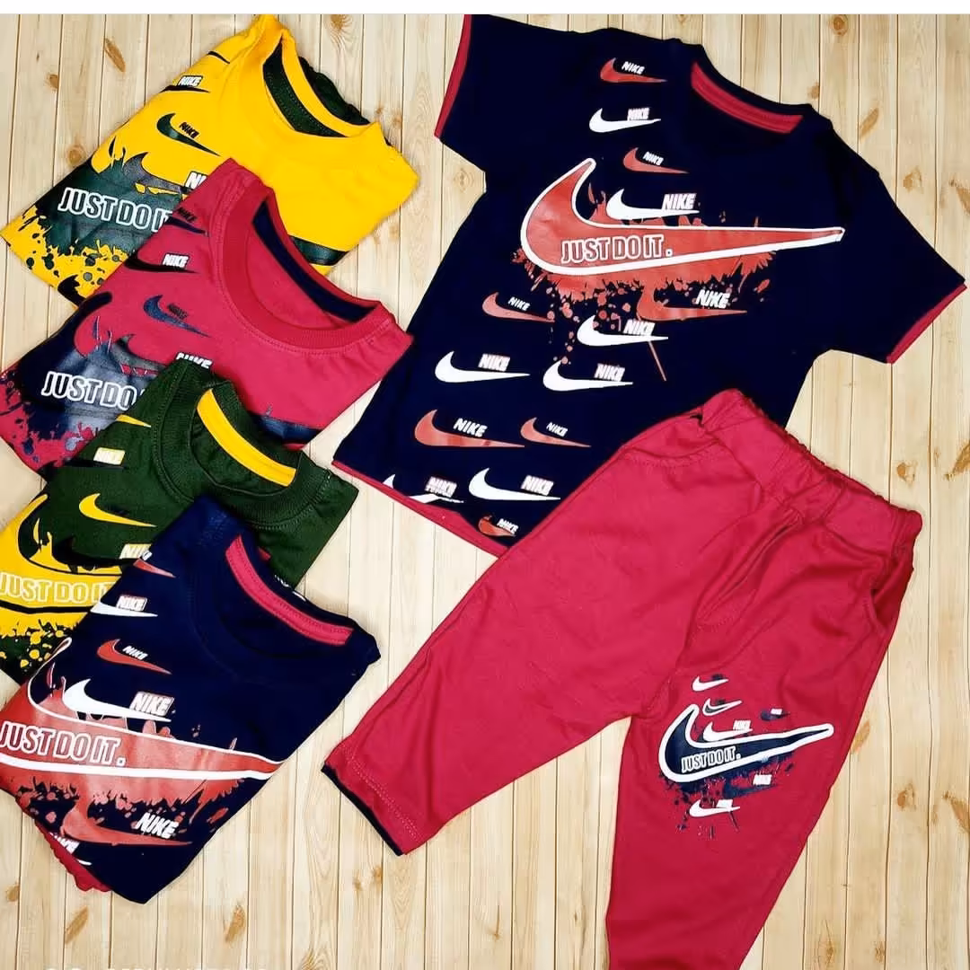 تیشرت شلوارک طرح نایک.پسرانه. زیبا.اسپرت.نخ پنبه.عالی.سایز 40.45.50.55
