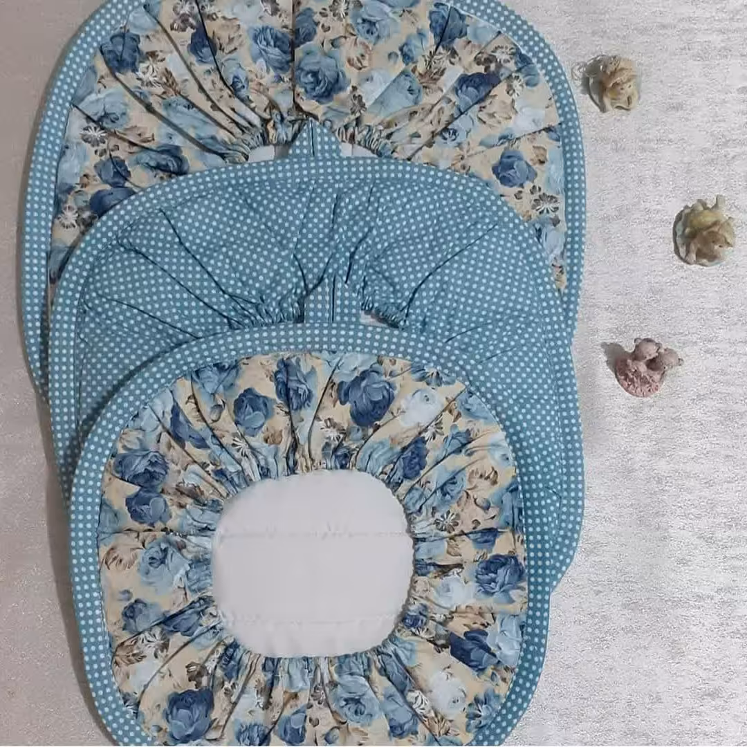 دمکنی دورکش مدل مربع سه سایزی رنگ آبی پرین ست ابعاد 31 و 27 و 23