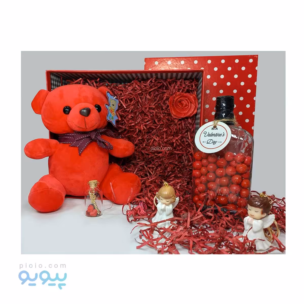 پک کادو ولنتاین خرس قرمز با جعبه خالخالی