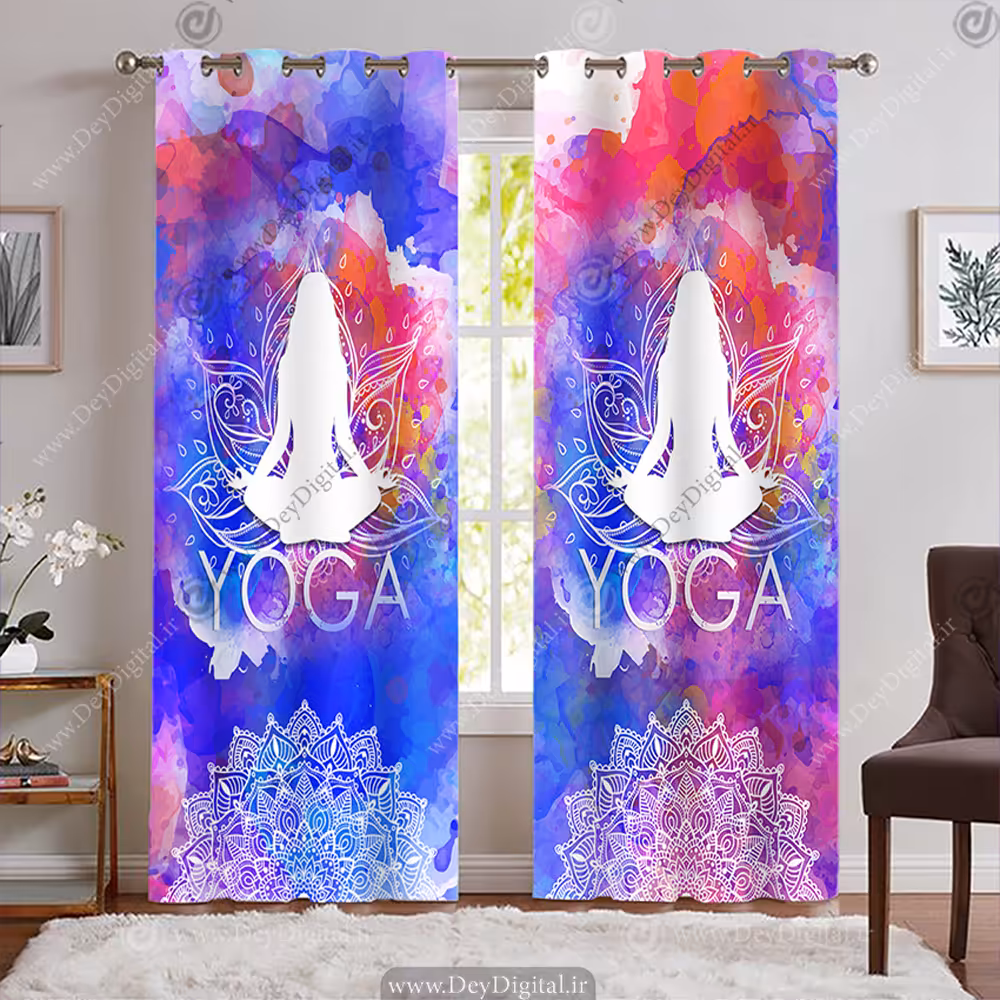 پرده طرح باشگاه یوگاه با زمینه رنگی BA-7939-s