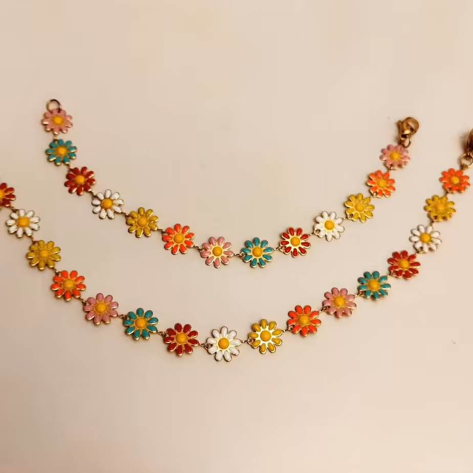 دستبند گل بابونه رنگی