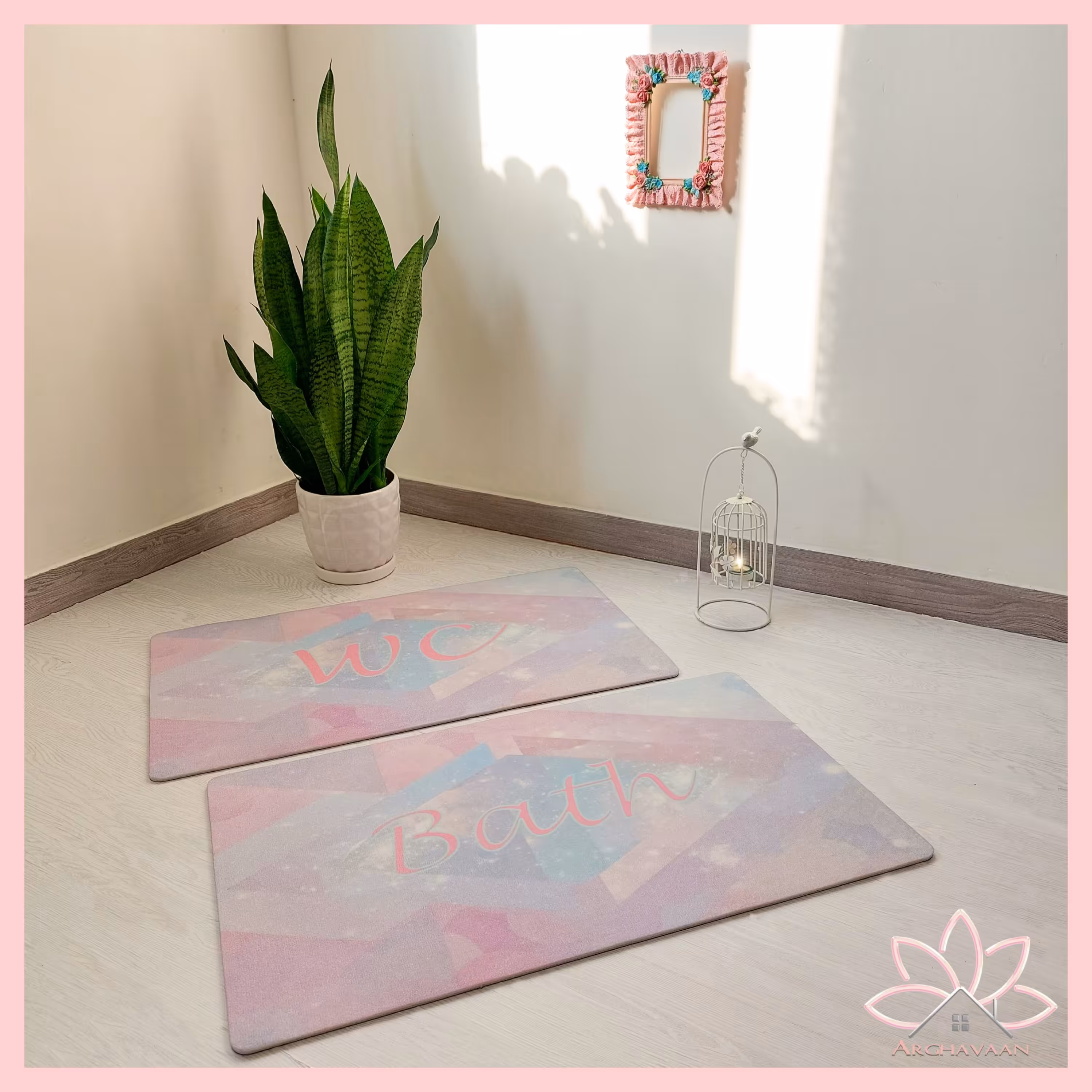 پادری جفت سرویس و حمام طرح ماربل جنس الیافی سایز 43 در 73