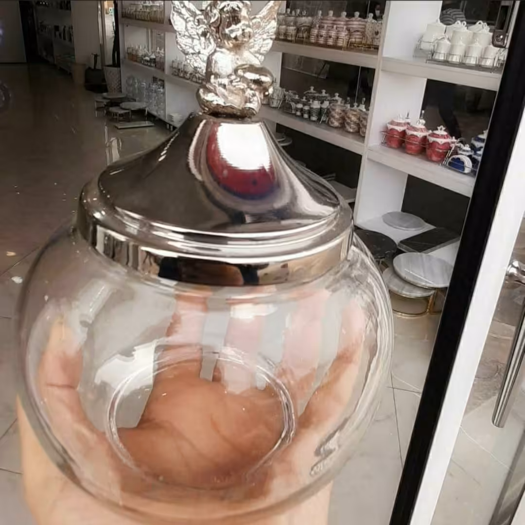 کندی شیشه ای توپی ،طرح فرشته ،موجود در دورنگ طلایی و سیلور