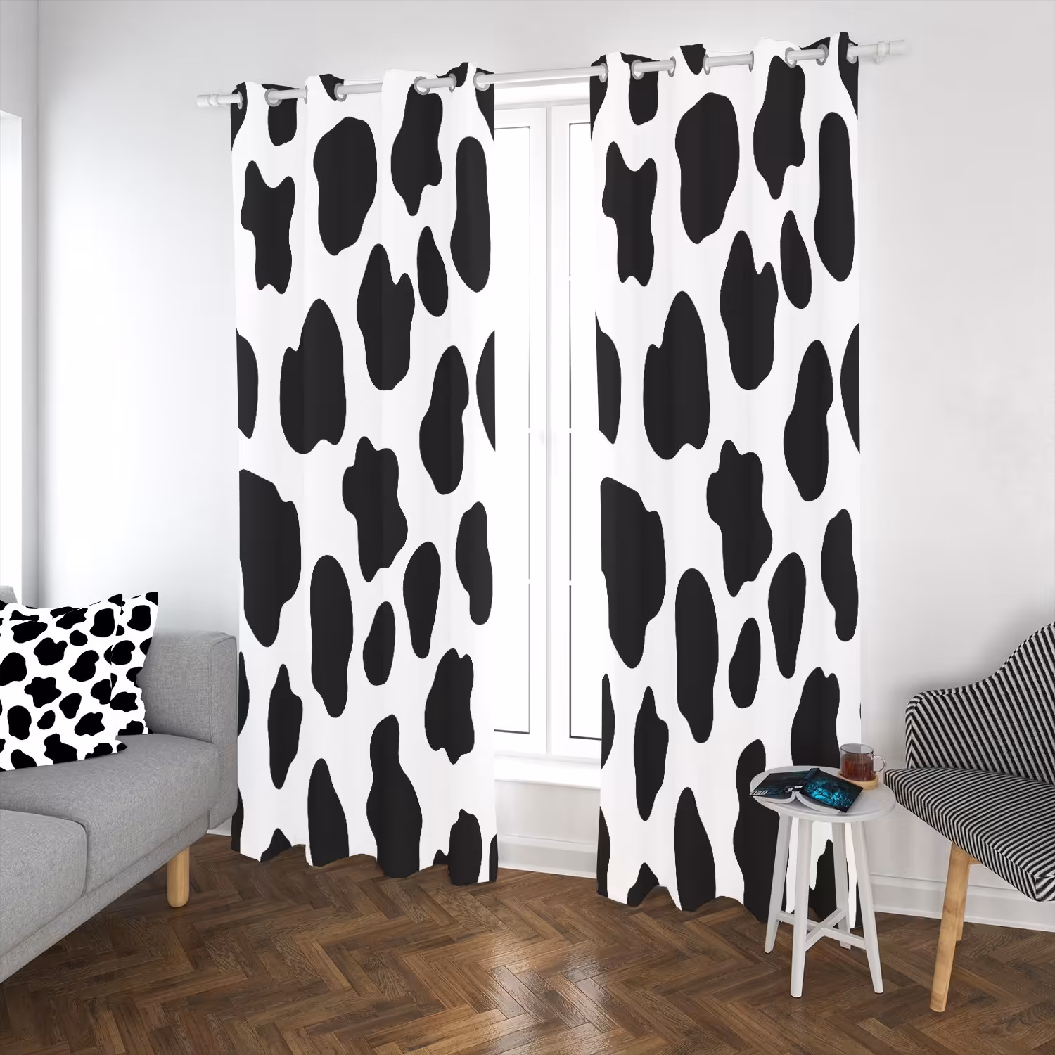 پرده  اتاق خواب طرح گاوی