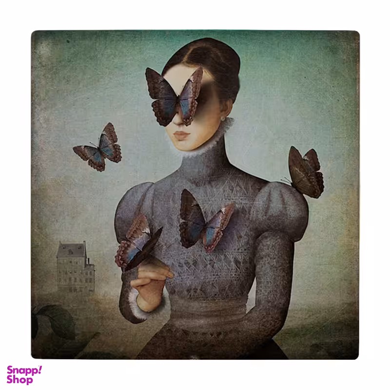 زیر لیوانی طرح نقاشی بانو و پروانه ها کد 2457904_78