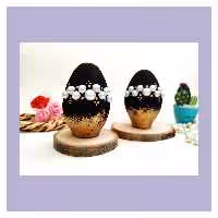 تخم مرغ سفالی مرواریدی در دو رنگ مشکی و کرم مخصوص عید نوروز و هفت سین با ارسال رایگان 