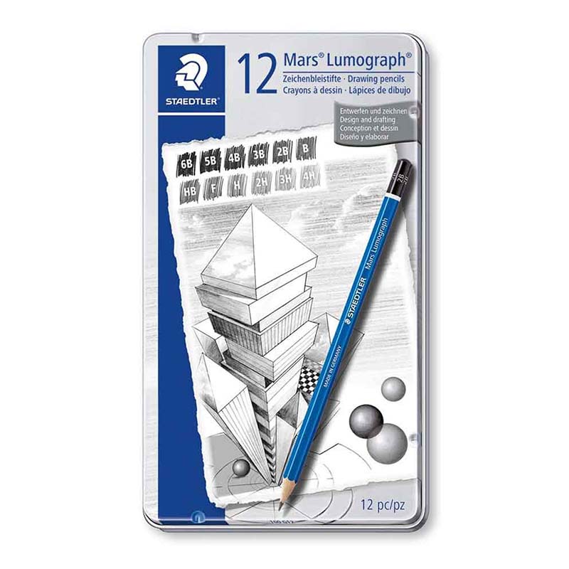 خرید مداد طراحی استدلر مدل Mars Lumograph 100 G12 بسته 12 عددی