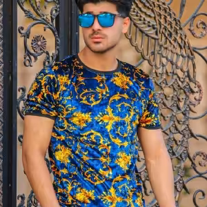 تیشرت آستین کوتاه مخمل مردانه