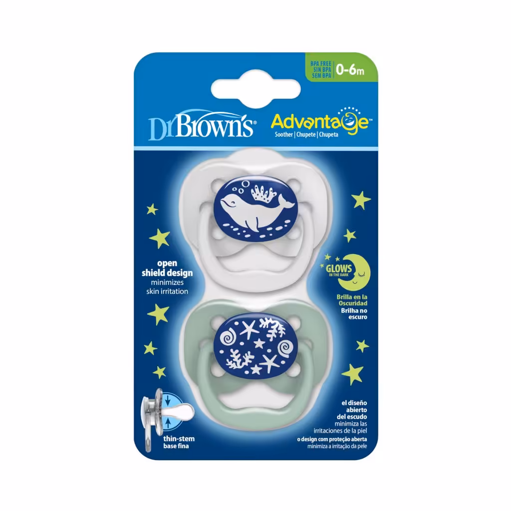 پستانک ارتودنسی 2 عددی شب تاب طرحدار دکتر براون Dr Brown’s مناسب 0 تا 6 ماه مدل12004