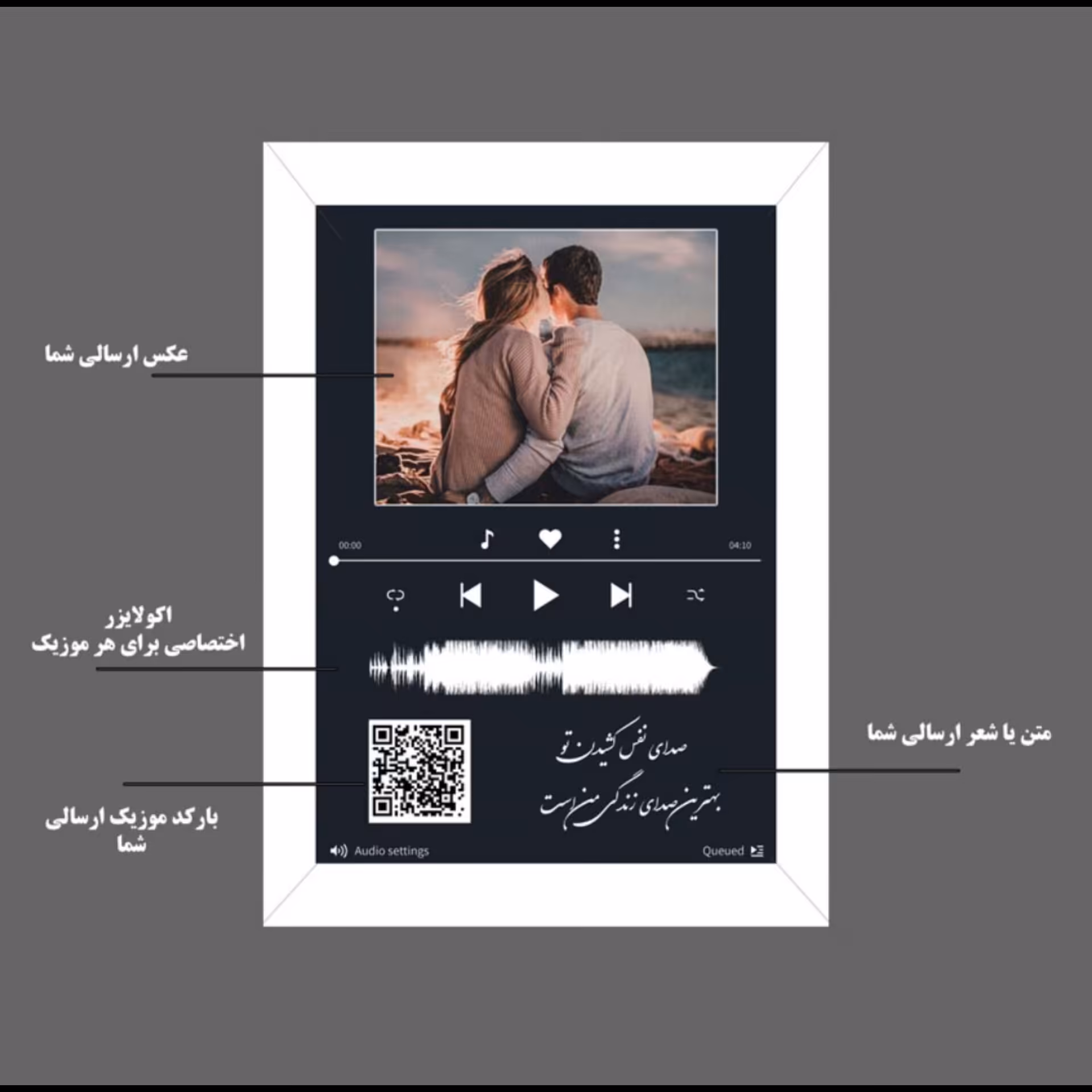 5.تابلو موزیکال با کد qr سفارشی با طرح و موزیک دلخواهتون سایزa5  ارسال رایگان