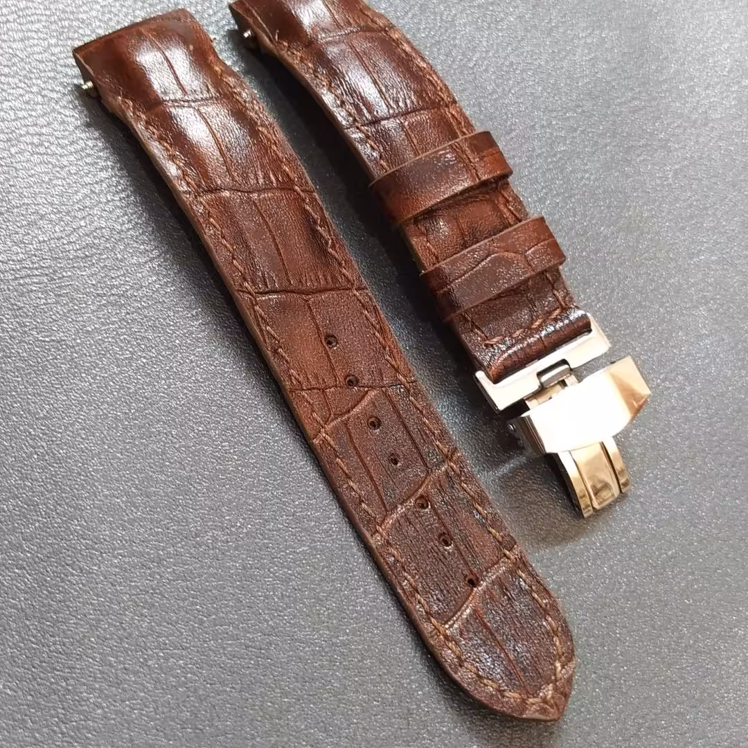 بند ساعت ساده چرم گاوی با سگک 