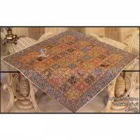 رومیزی ترمه ابریشمی سالاری یزد خشتی ـ طرح بختیاری ـ مربع 1 متر