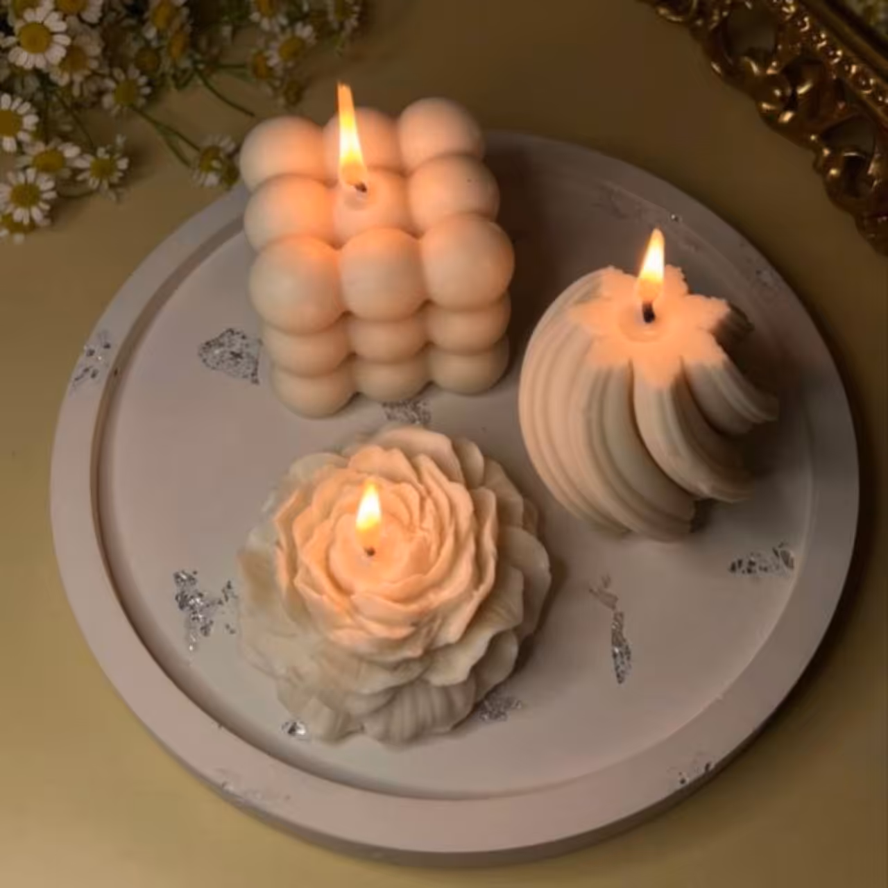ست سه عددی شمع دکوراتیو