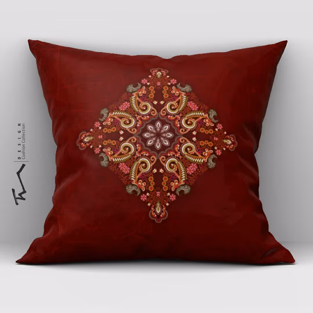 دو عدد کاور کوسن طرح سنتی2-ج - دو رو مخمل پورش - 40 در 40 - زیپ مخفی 