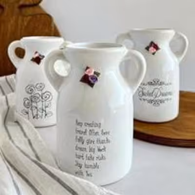 گلدان سرامیکی تکست دو دسته