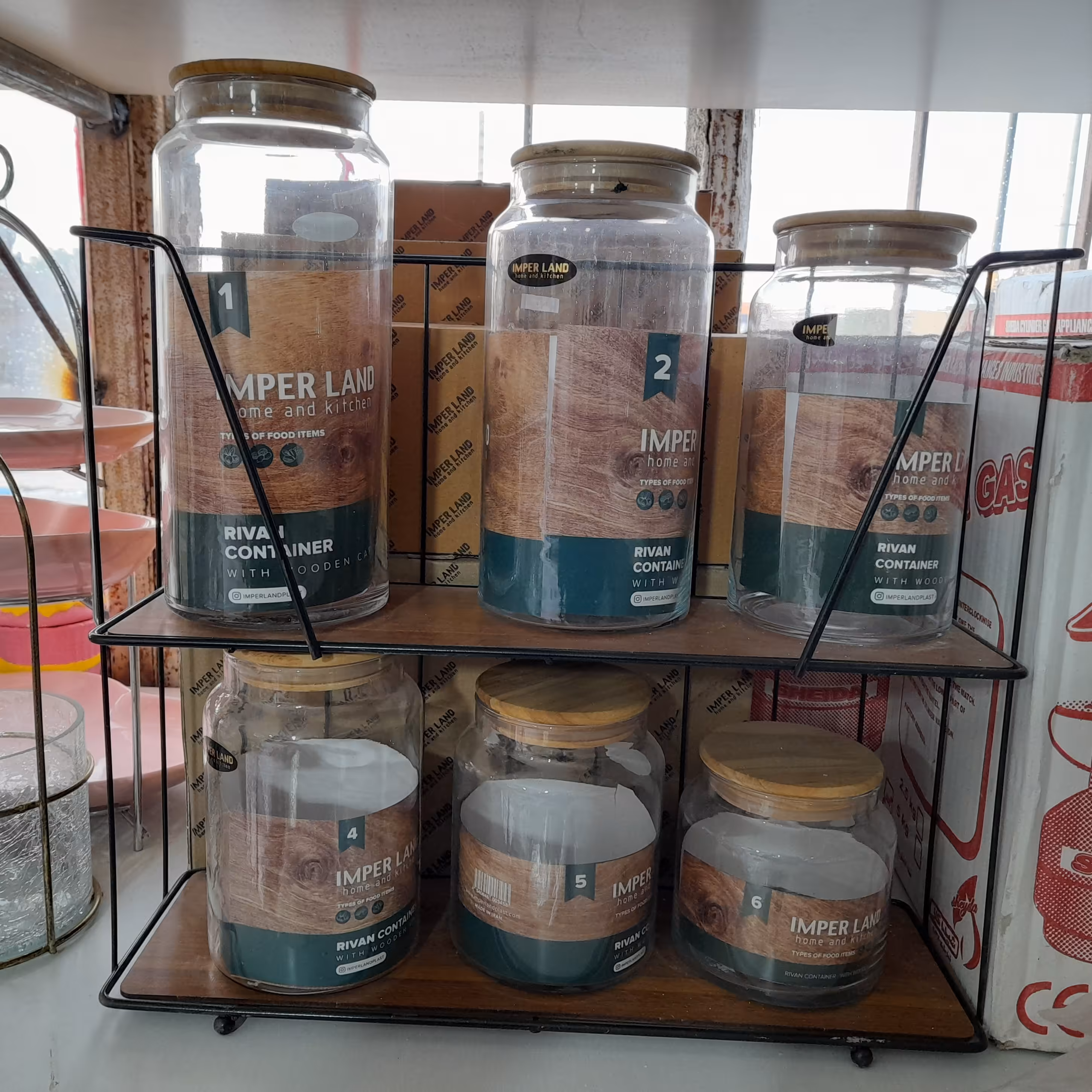 جا حبوباتی شیشه ایIMPER LAND  دارای(2طبقه)با 6 سایز متفاوت