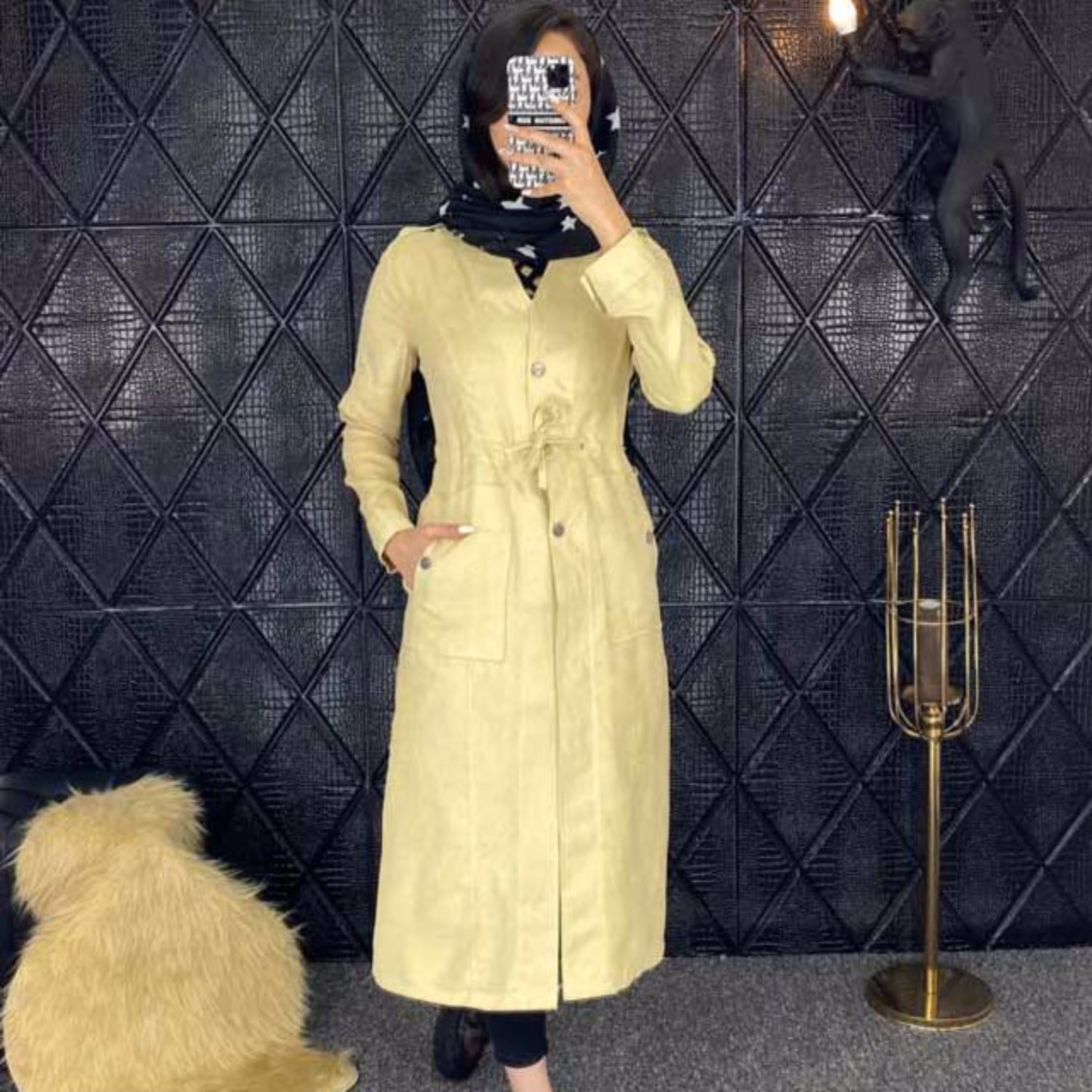 پالتو مدل سوییت بلند کمرگت کرم