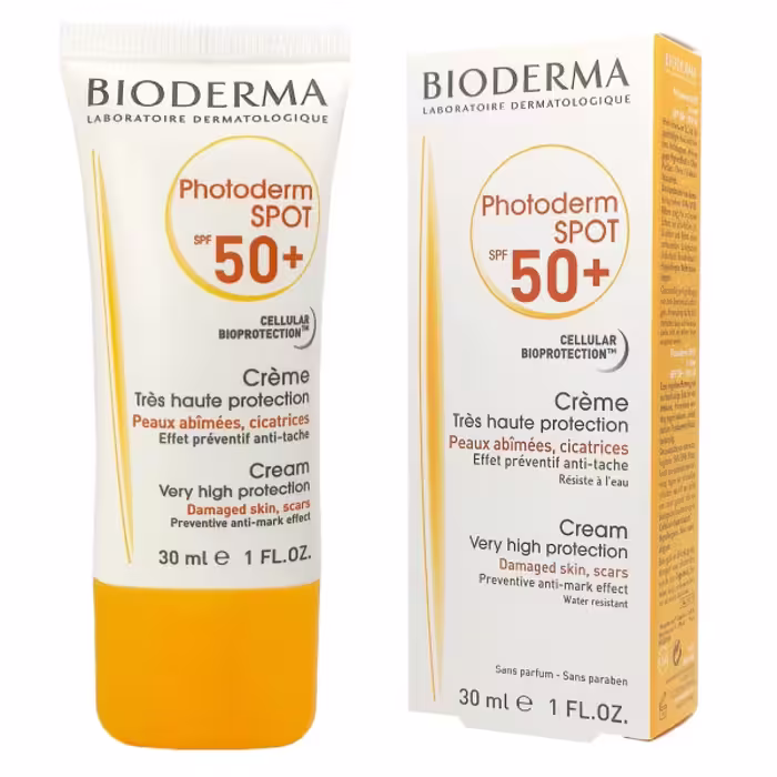 کرم ضد آفتاب بایودرما مدل PHOTODERM SPOT با SPF 50 رنگ بژ روشن وزن 30 میل