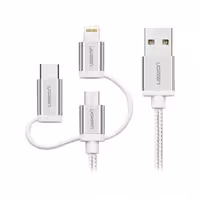 کابل تبدیل USB به Iphone Lightning و Type C و Micro USB یوگرین مدل US186 طول 1 متر
