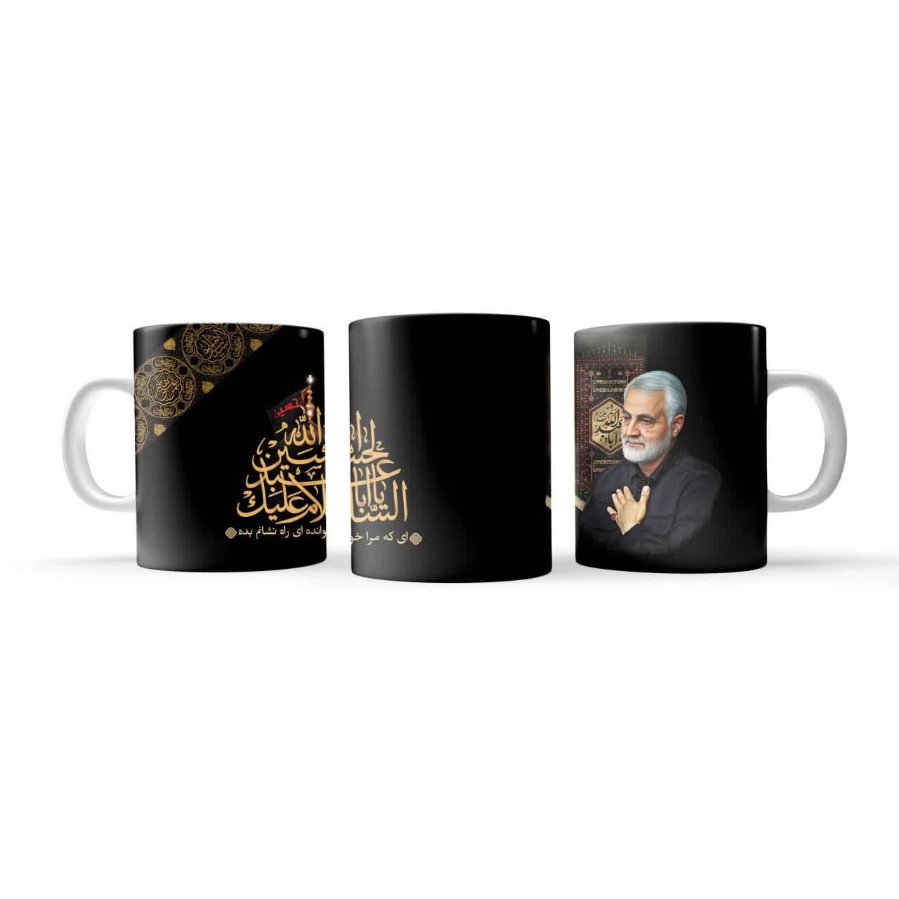 ماگ طرح سردار سلیمانی کد 3 از جنس سرامیک با کیفیت درجه یک و رنگ سفید